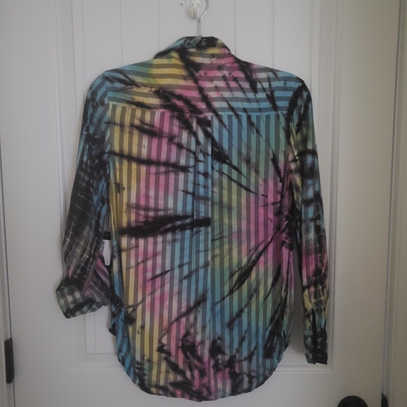 NWT NU VINTAGE MULTI PLAID DYED BUTTON DOWN BLOUSE - SIZE SMALL - Picture 6 of 7